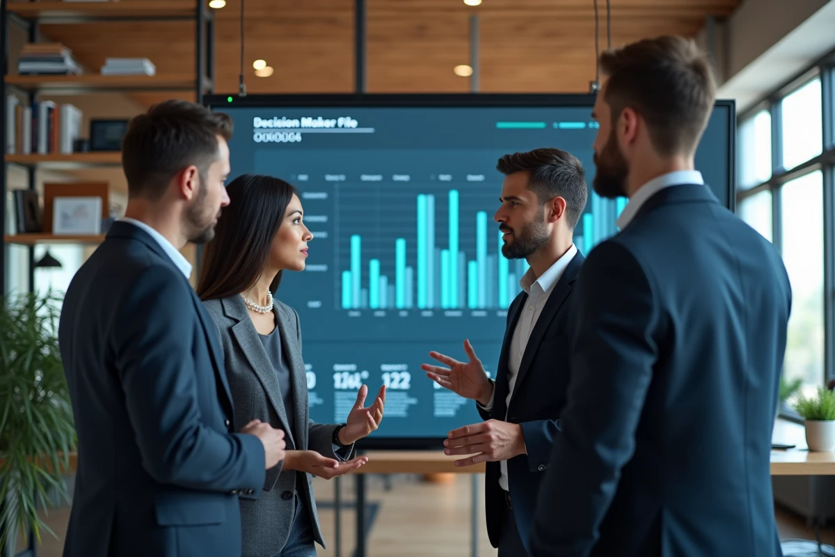 Trois professionnels discutant autour d