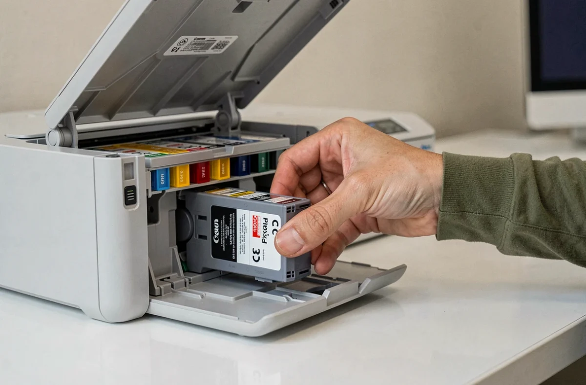 Remplacement d'une cartouche d'encre dans une imprimante Canon Pixma